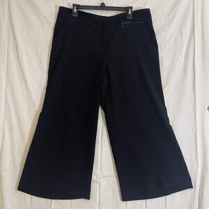 Vince Camuto Pants Womens 14 Black Wide Leg Dress Trousers‎ Zip Pocket Polyester